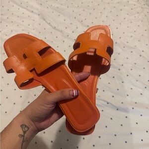Orange Slide Sandals